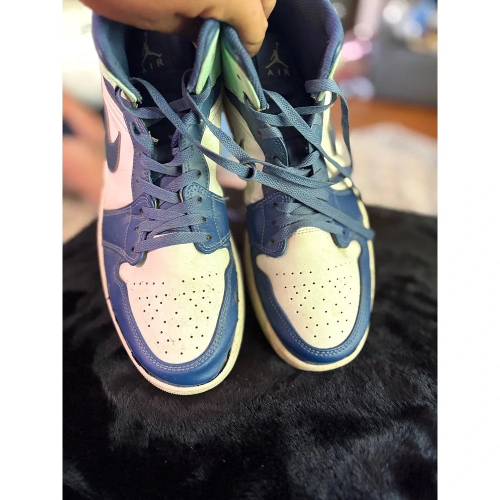 Nike Air Jordan 1 Mid Mystic Navy Mint Foam Blue White 554724-413 Mens 12